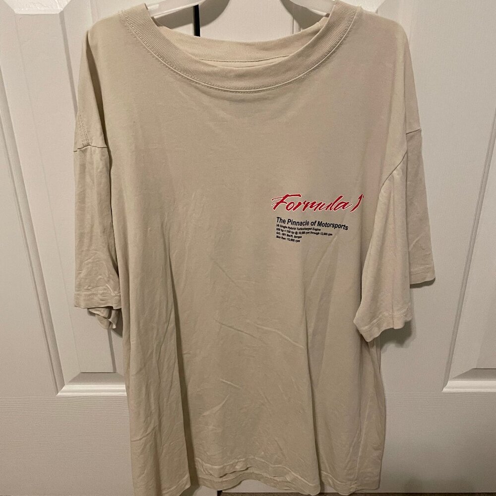 PacSun X Formula 1 Men's Cream Specs Oversized T-shirt Small (Like New)